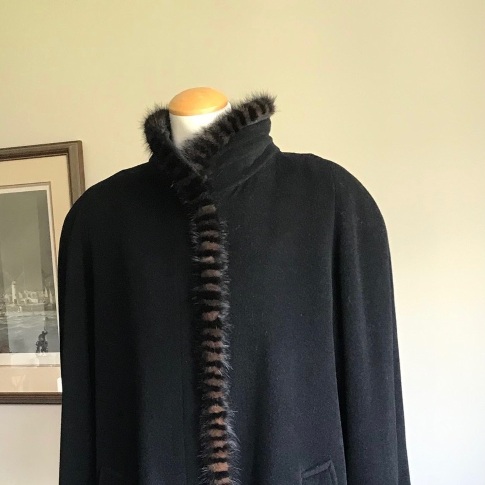 London Fog Mink-Trimmed Wool Coat